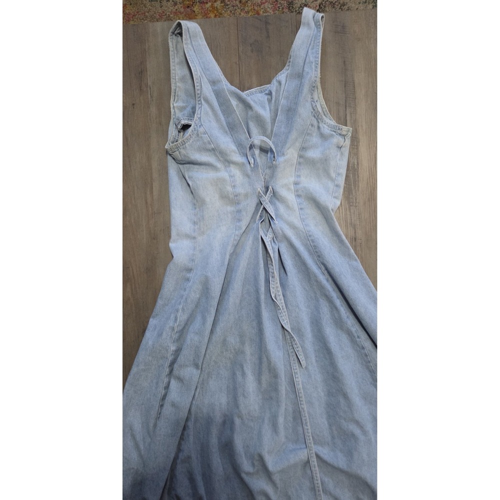 California Gold Rush Vtg Denim Sleeveless Button Up Dress Size 7 (Now Sz 2-4) - Picture 2 of 4